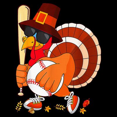 Turkey Playing Baseball Thanksgiving T-Shirt