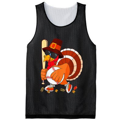 Turkey Playing Baseball Thanksgiving Mesh Reversible Basketball Jersey Tank