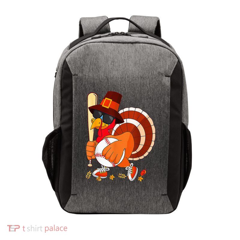 Turkey Playing Baseball Thanksgiving Vector Backpack