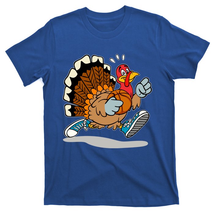 Turkey Playing Basketball Thanksgiving Boys Turkey Gift T-Shirt