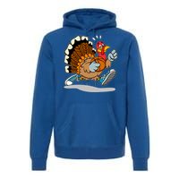 Turkey Playing Basketball Thanksgiving Boys Turkey Gift Premium Hoodie