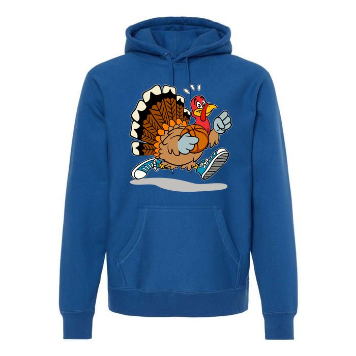 Turkey Playing Basketball Thanksgiving Boys Turkey Gift Premium Hoodie