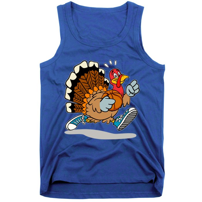 Turkey Playing Basketball Thanksgiving Boys Turkey Gift Tank Top