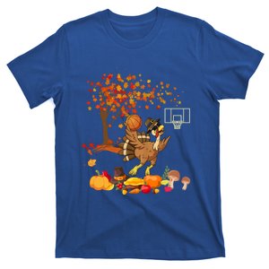 Turkey Playing Basketball Thanksgiving Fall Tree Player Cute Gift T-Shirt