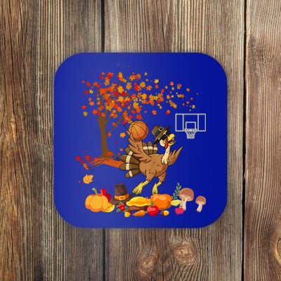 Turkey Playing Basketball Thanksgiving Fall Tree Player Cute Gift Coaster