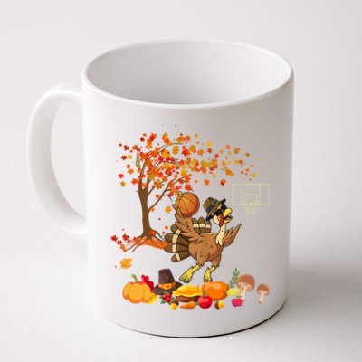 Turkey Playing Basketball Thanksgiving Fall Tree Player Cute Gift Coffee Mug