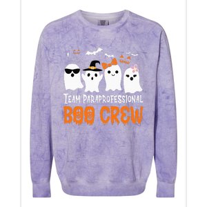 Team Paraprofessional Boo Crew Halloween Ghost Colorblast Crewneck Sweatshirt