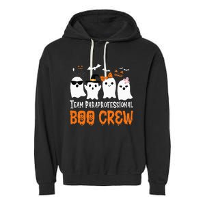 Team Paraprofessional Boo Crew Halloween Ghost Garment-Dyed Fleece Hoodie