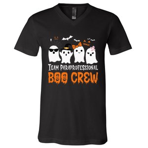 Team Paraprofessional Boo Crew Halloween Ghost V-Neck T-Shirt