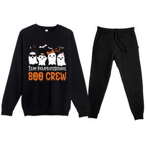 Team Paraprofessional Boo Crew Halloween Ghost Premium Crewneck Sweatsuit Set