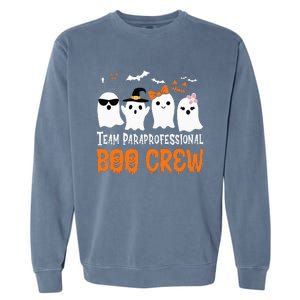 Team Paraprofessional Boo Crew Halloween Ghost Garment-Dyed Sweatshirt