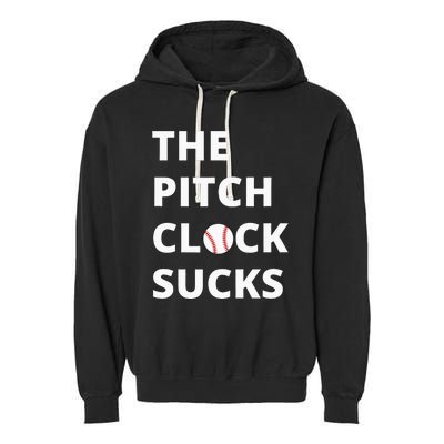 The Pitch Clock Sucks Pitching Shot Clock Baseball Pitcher Garment-Dyed Fleece Hoodie