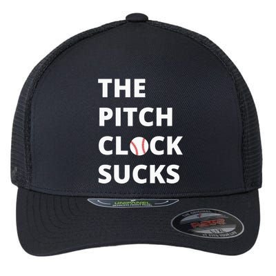 The Pitch Clock Sucks Pitching Shot Clock Baseball Pitcher Flexfit Unipanel Trucker Cap