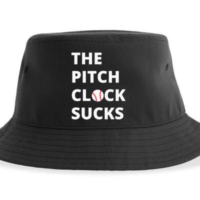 The Pitch Clock Sucks Pitching Shot Clock Baseball Pitcher Sustainable Bucket Hat