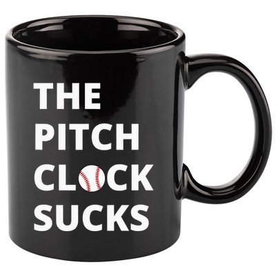 The Pitch Clock Sucks Pitching Shot Clock Baseball Pitcher 11oz C Handle Ceramic Mug