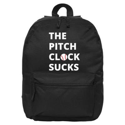 The Pitch Clock Sucks Pitching Shot Clock Baseball Pitcher 16 in Basic Backpack