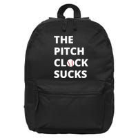 The Pitch Clock Sucks Pitching Shot Clock Baseball Pitcher 16 in Basic Backpack