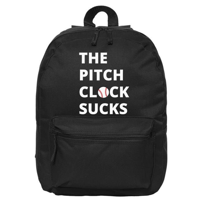 The Pitch Clock Sucks Pitching Shot Clock Baseball Pitcher 16 in Basic Backpack