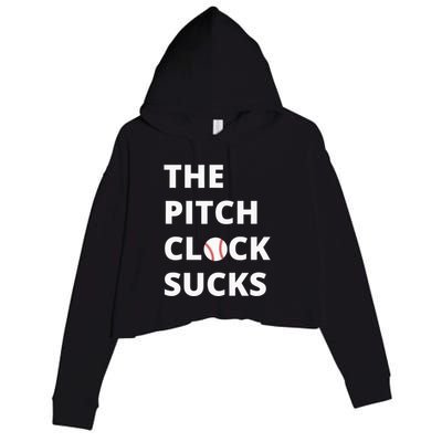 The Pitch Clock Sucks Pitching Shot Clock Baseball Pitcher Crop Fleece Hoodie