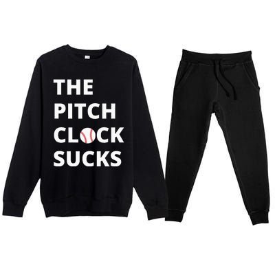 The Pitch Clock Sucks Pitching Shot Clock Baseball Pitcher Premium Crewneck Sweatsuit Set