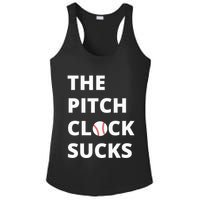 The Pitch Clock Sucks Pitching Shot Clock Baseball Pitcher Ladies PosiCharge Competitor Racerback Tank