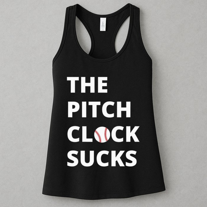 The Pitch Clock Sucks Pitching Shot Clock Baseball Pitcher Womens Tank Top