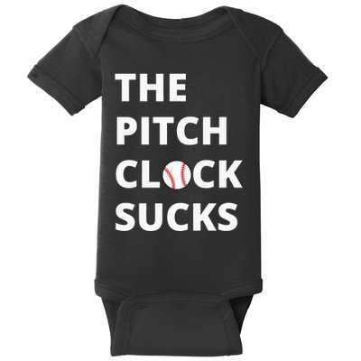 The Pitch Clock Sucks Pitching Shot Clock Baseball Pitcher Baby Bodysuit