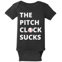 The Pitch Clock Sucks Pitching Shot Clock Baseball Pitcher Baby Bodysuit