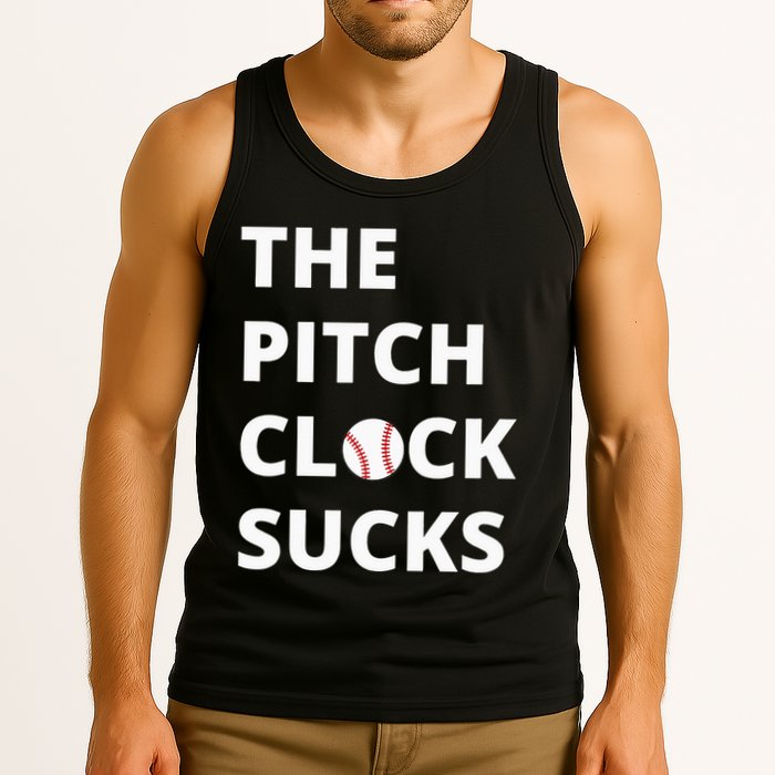 The Pitch Clock Sucks Pitching Shot Clock Baseball Pitcher Tank Top