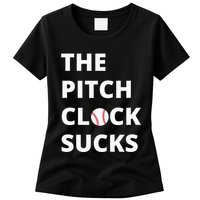 The Pitch Clock Sucks Pitching Shot Clock Baseball Pitcher Womens T-Shirt