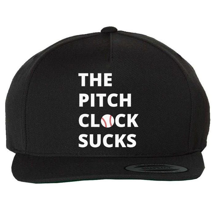 The Pitch Clock Sucks Pitching Shot Clock Baseball Pitcher Wool Snapback Cap