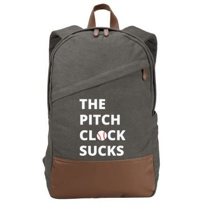 The Pitch Clock Sucks Pitching Shot Clock Baseball Pitcher Cotton Canvas Backpack