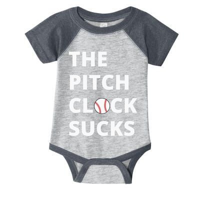The Pitch Clock Sucks Pitching Shot Clock Baseball Pitcher Infant Baby Jersey Bodysuit