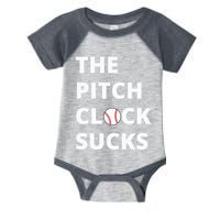The Pitch Clock Sucks Pitching Shot Clock Baseball Pitcher Infant Baby Jersey Bodysuit
