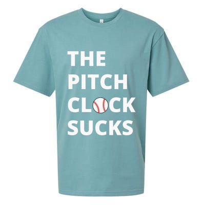 The Pitch Clock Sucks Pitching Shot Clock Baseball Pitcher Sueded Cloud Jersey T-Shirt