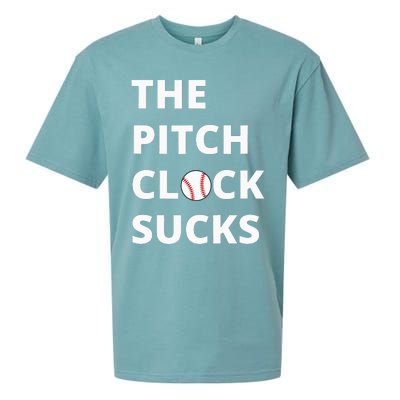 The Pitch Clock Sucks Pitching Shot Clock Baseball Pitcher Sueded Cloud Jersey T-Shirt