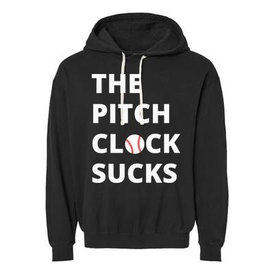 The Pitch Clock Sucks Pitching Shot Clock Baseball Pitcher Garment-Dyed Fleece Hoodie