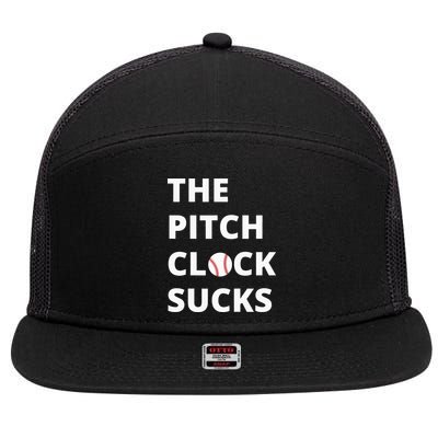 The Pitch Clock Sucks Pitching Shot Clock Baseball Pitcher 7 Panel Mesh Trucker Snapback Hat
