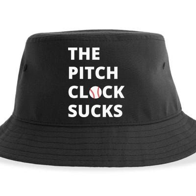 The Pitch Clock Sucks Pitching Shot Clock Baseball Pitcher Sustainable Bucket Hat
