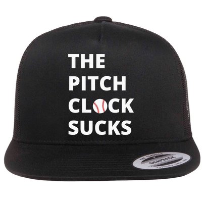 The Pitch Clock Sucks Pitching Shot Clock Baseball Pitcher Flat Bill Trucker Hat