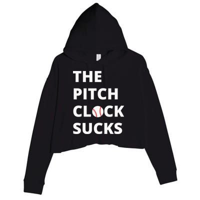 The Pitch Clock Sucks Pitching Shot Clock Baseball Pitcher Crop Fleece Hoodie