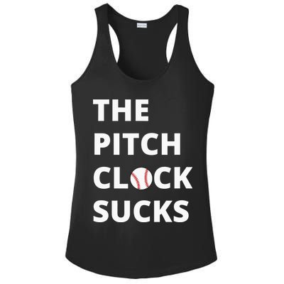 The Pitch Clock Sucks Pitching Shot Clock Baseball Pitcher Ladies PosiCharge Competitor Racerback Tank