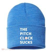 The Pitch Clock Sucks Pitching Shot Clock Baseball Pitcher Sustainable Knit Beanie