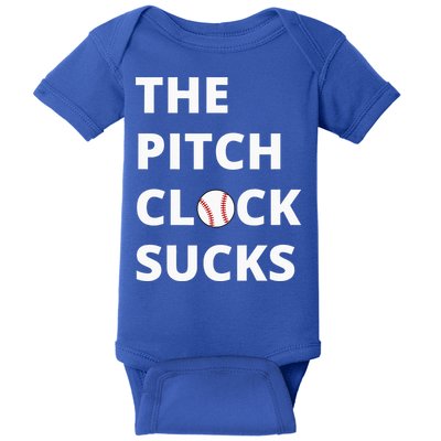 The Pitch Clock Sucks Pitching Shot Clock Baseball Pitcher Baby Bodysuit