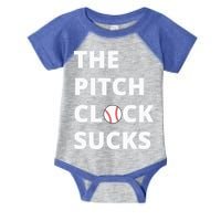 The Pitch Clock Sucks Pitching Shot Clock Baseball Pitcher Infant Baby Jersey Bodysuit