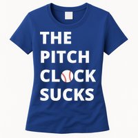The Pitch Clock Sucks Pitching Shot Clock Baseball Pitcher Womens T-Shirt