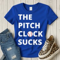 The Pitch Clock Sucks Pitching Shot Clock Baseball Pitcher Womens T-Shirt