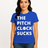 The Pitch Clock Sucks Pitching Shot Clock Baseball Pitcher Womens T-Shirt