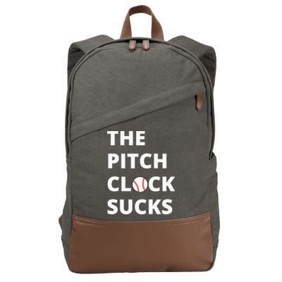 The Pitch Clock Sucks Pitching Shot Clock Baseball Pitcher Cotton Canvas Backpack