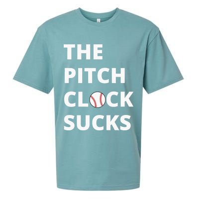 The Pitch Clock Sucks Pitching Shot Clock Baseball Pitcher Sueded Cloud Jersey T-Shirt